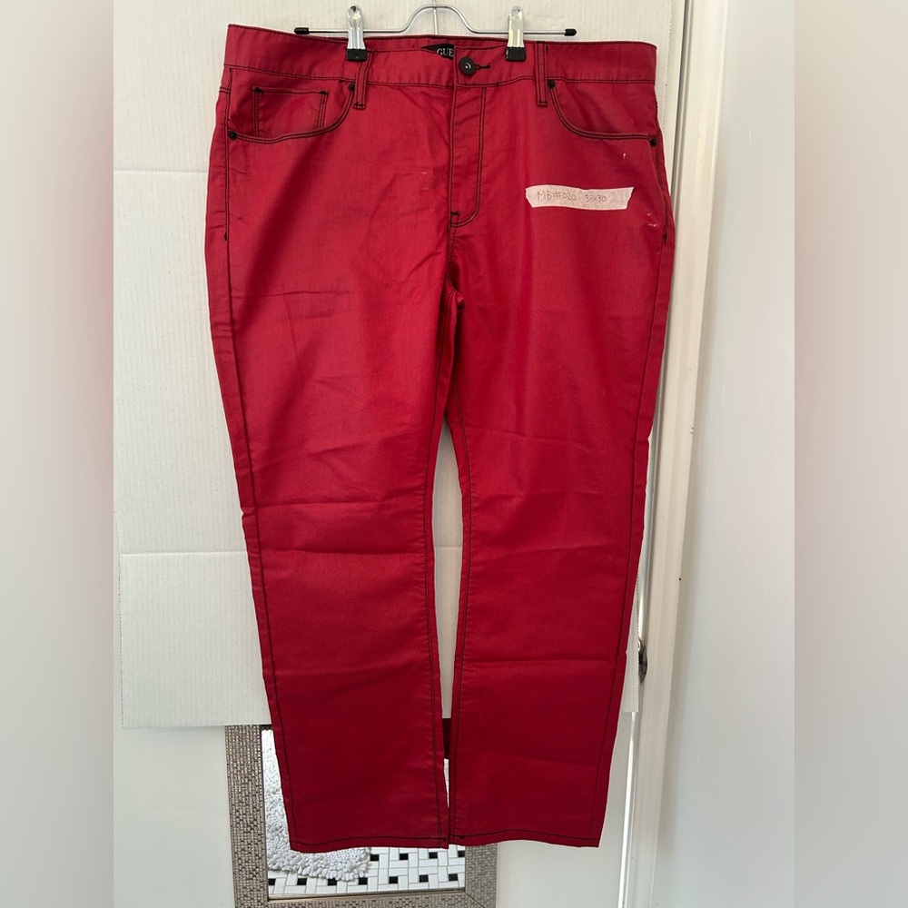 Guess Men's Red Straight Jeans